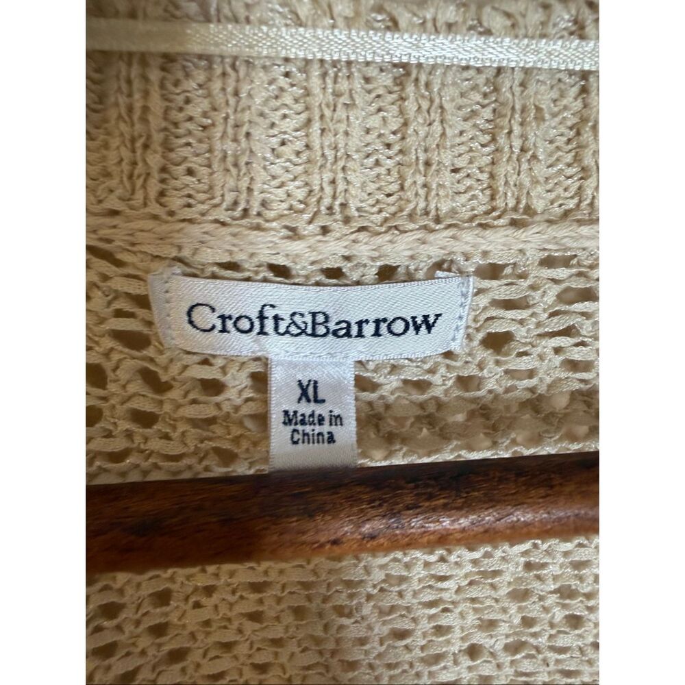 Croft & Barrow NWOT Crochet Open Front Short Sleeve Knit Shrug Cream Size XL - Picture 6 of 9
